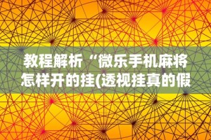 教程解析“微乐手机麻将怎样开的挂(透视挂真的假的)