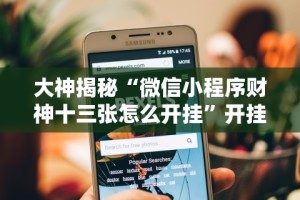 大神揭秘“微信小程序财神十三张怎么开挂”开挂详细教程