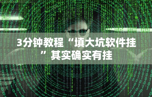 3分钟教程“填大坑软件挂”其实确实有挂