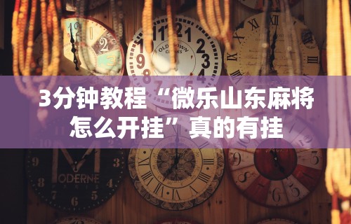 3分钟教程“微乐山东麻将怎么开挂”真的有挂