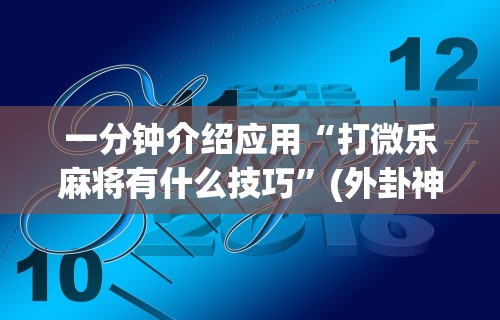 一分钟介绍应用“打微乐麻将有什么技巧”(外卦神器下载)