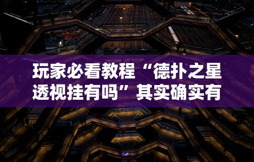 玩家必看教程“德扑之星透视挂有吗”其实确实有挂