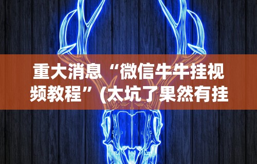 重大消息“微信牛牛挂视频教程”(太坑了果然有挂)