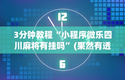 一键操作“微乐够级小程序怎样免费开挂”附透视挂详细教程