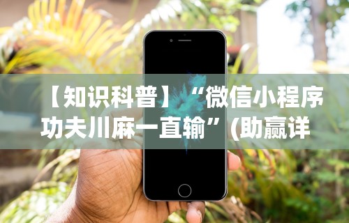 【知识科普】“微信小程序功夫川麻一直输	”(助赢详细开挂教程)