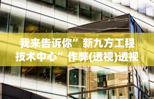 我来告诉你”新九方工程技术中心	”作弊(透视)透视辅助