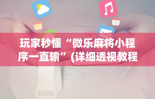 玩家秒懂“微乐麻将小程序一直输”(详细透视教程)