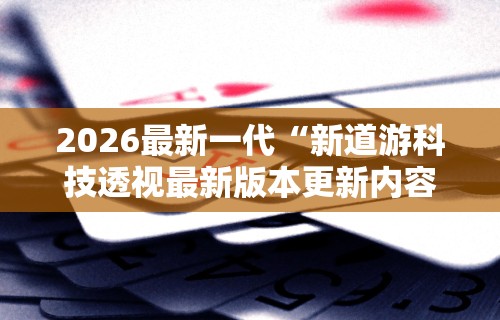 2026最新一代“新道游科技透视最新版本更新内容分享方法”附透视挂详细教程